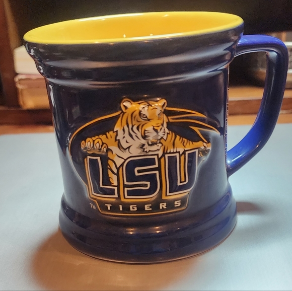 LSU Tigers Heavy Duty Ceramic Coffee Mug With Raised Graphics School Colors - Picture 2 of 7